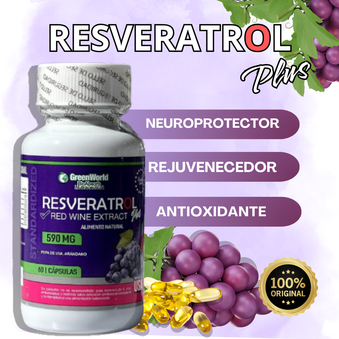 RESVERATROL® PLUS GREENWORLD  60 CÁPSULAS (1 MES) + ENVIO GRATIS